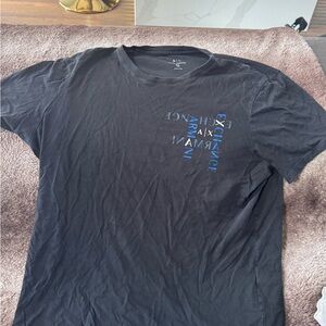 Armani Exchange Black Tee with Blue Logo